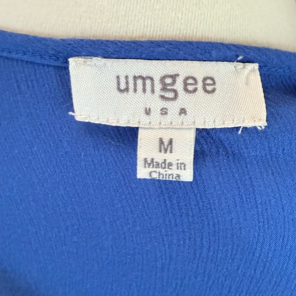 Umgee Royal Blue Lace Accent High Low Blouse/Tunic - Picture 5 of 9